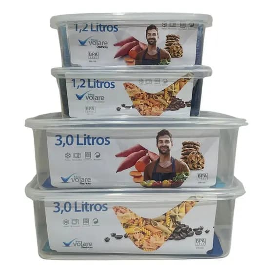 4 Potes Transparentes Volare Rischioto - Kit Penitenciária