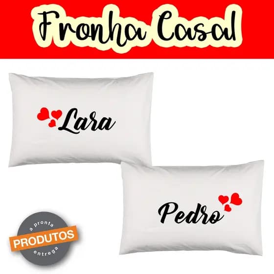 Kit 2 Fronhas de travesseiro Casal Personalizada com Nome - Capa de travesseiro - Fronha de Travesseiro