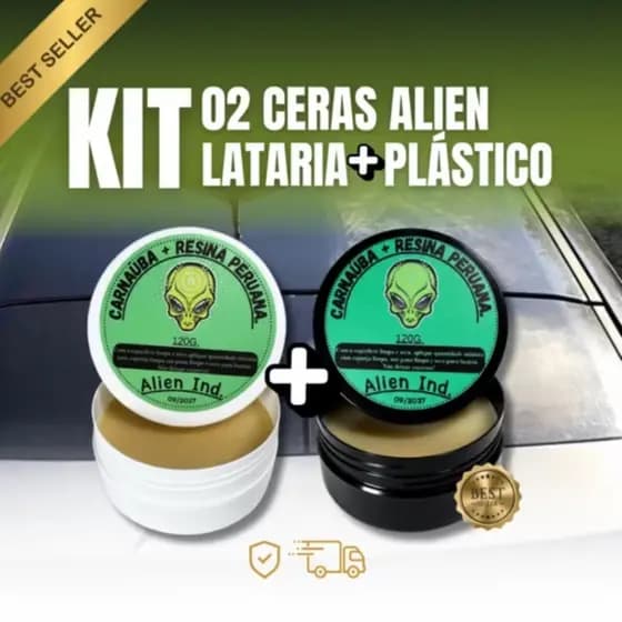 Kit Cera Automotiva Alien Ind Lataria + Plástico Riscos Queimados Ressacado Revitalizador