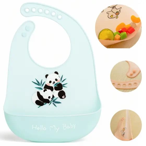 Babador De Silicone Impermeável Com Bolso Coletor, Pega Migalha, Para Bebê Leve E Prático