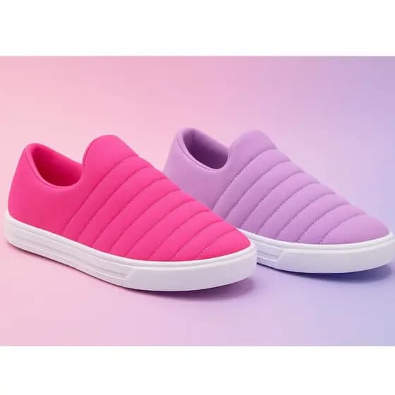 Tênis Infantil Feminino Calce Fácil Escolar Slip On Para Meninas