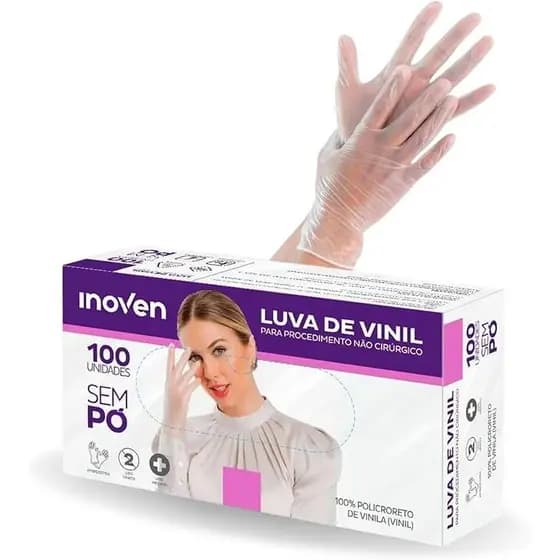 KIT 4CX Luva De Procedimento Vinil Sem Pó P/m/g Caixa C/100 Uni