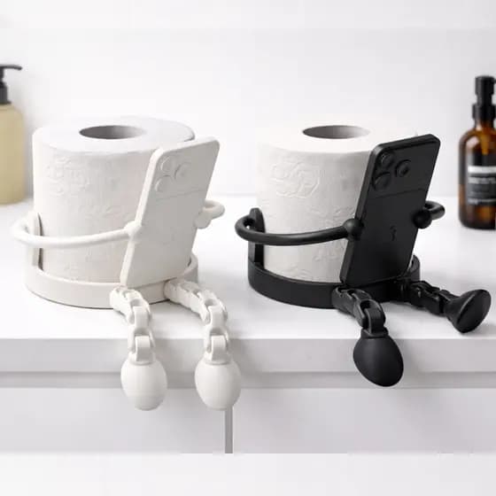 Suporte Papel Higiênico com Porta Celular Divertido – Organizador Banheiro Criativo Anti Tédio