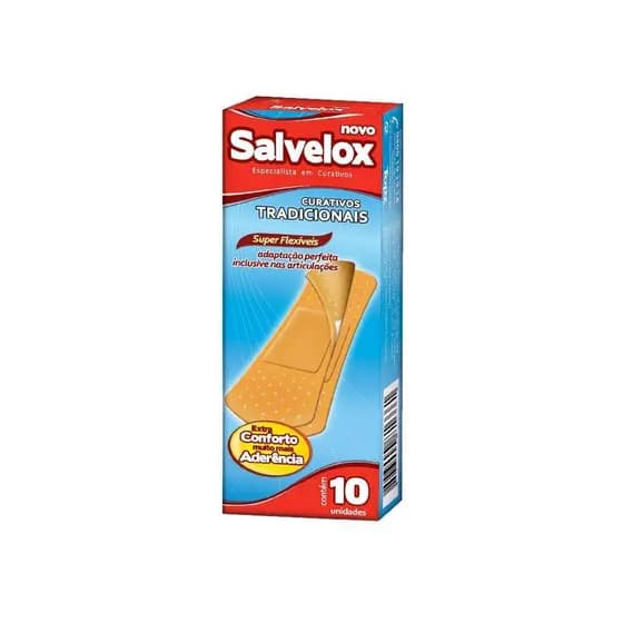 Kit Curativo Salvelox Tradicional cx com 10 unidades 3 4 ou 6 caixas
