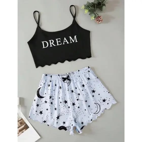 Pijama Feminino Baby Doll Estampa Estampado - Confortável, leve e ideal para Presente