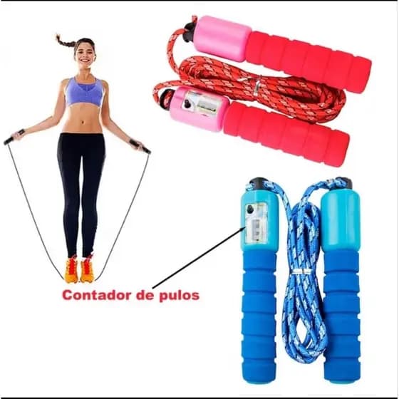 Corda De Pular Com Contador Exercício Ajustável Rosa