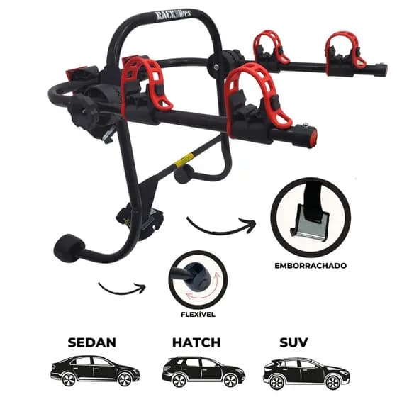 08 - Transbike Suporte para 2 bicicletas SAPATA Preto com Vermelho