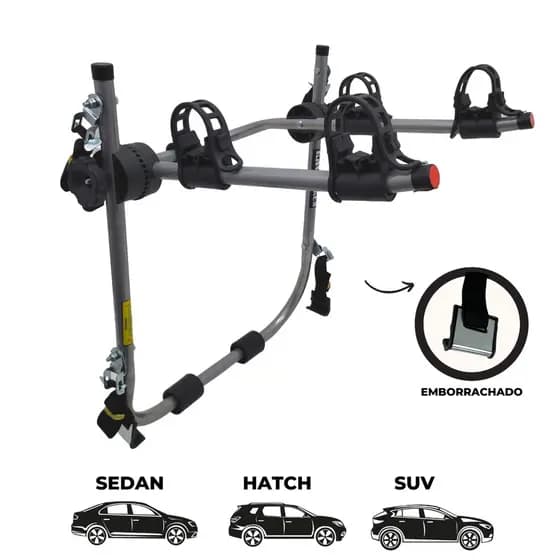 15 - Transbike Suporte para 2 bicicletas Prata tira Preta Sedan Hatch MTB Speed