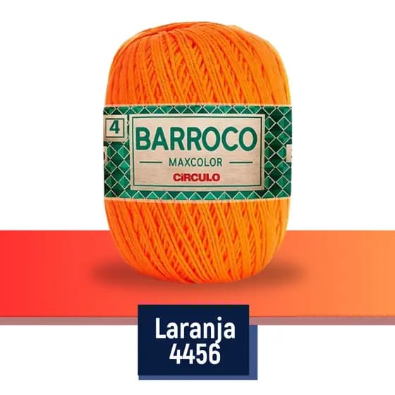 Linha Barbante Barroco 4456 - Laranja MaxColor Artesanato 4 com 338m Bordados e Crochê Círculo