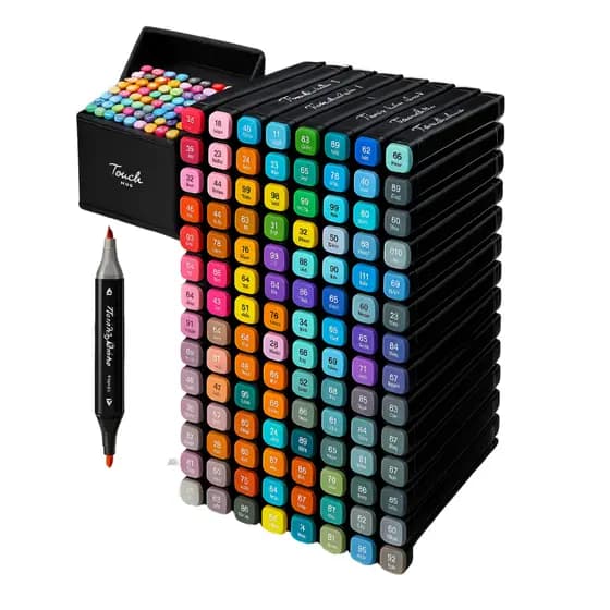 Kit Canetas Ponta Dupla 120 Cores Estojo de Canetinhas Colorir