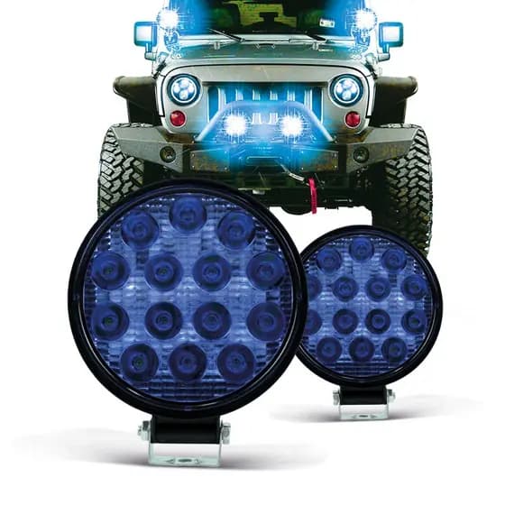 Farol Milha Auxiliar Redondo Lente Azul 48W Bivolt 14 Leds