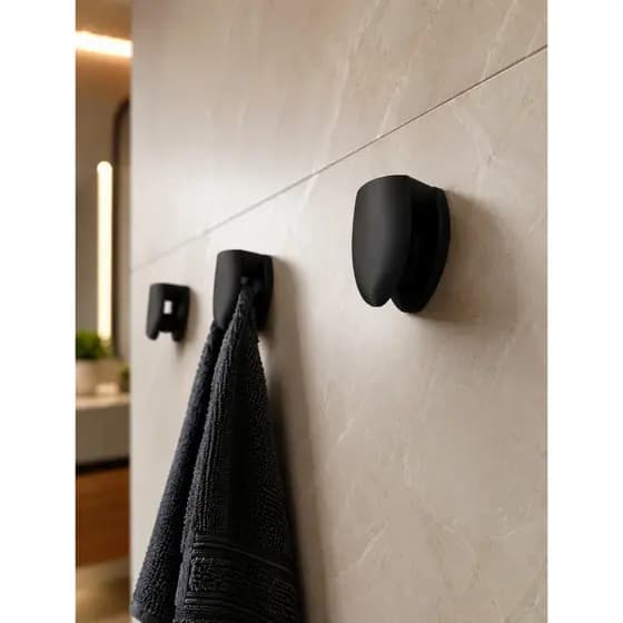 kit 10 Porta Toalha Adesivo Sem Furos Branco/Preto | Alta Fixação