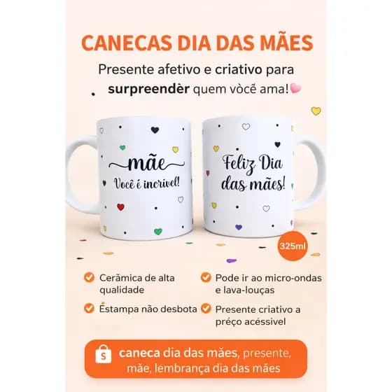 Caneca Dia das Mães Personalizada 325ml | Presente Criativo para Mãe