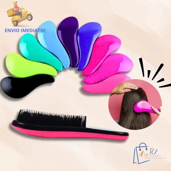 Escova De Cabelo Mágica Com Efeito Anti-frizz Desembaraçadora Pente Cabelo Com Cabo Anti Quebra