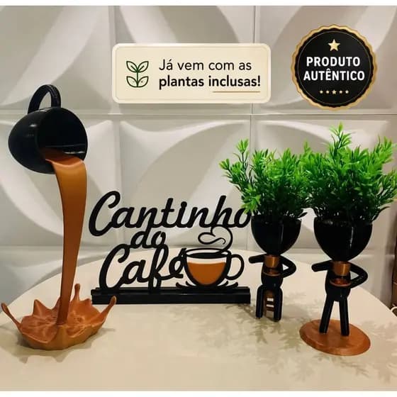 Cantinho do café decorativo xicara flutuante bobs com plantas