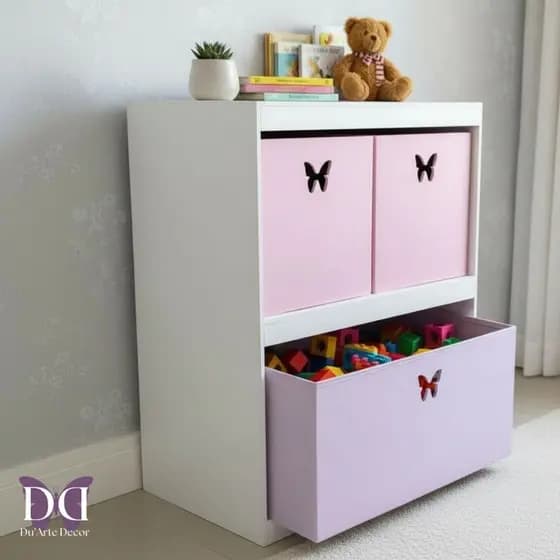 Organizador de Brinquedos Bancada Infantil 3 Gavetas em MDF