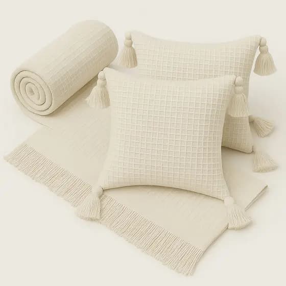 Kit Manta para Sofá Viena + 2 Capa de Almofada 45x45 Algodão – Decoração e Conforto