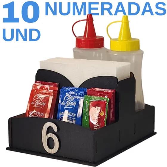 Kit 10 Porta Guardanapos de Mesa Bares e Lanchonetes Mdf