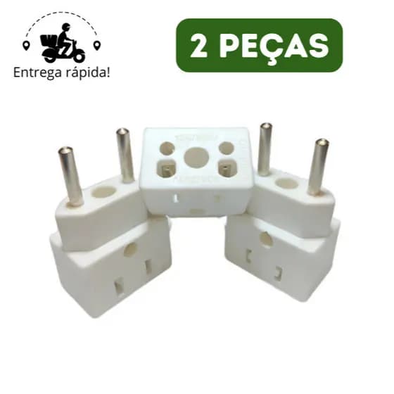 Kit 2 Adaptador de Tomada Ultra Resistente para Secador Air Fryer Benjamin Bivolt 10A e 20A GR