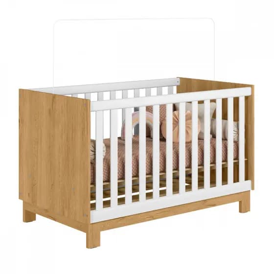 Berço Americano 2 em 1 Encanto Slim Mini Cama Freijo Branco Qmovi
