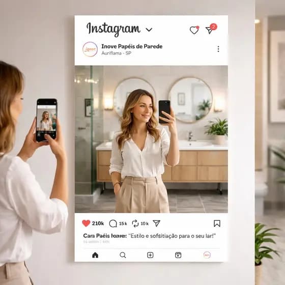 Espelho Instagram Personalizado 80x50 cm para Fotos Casamentos Festas Eventos Decoração