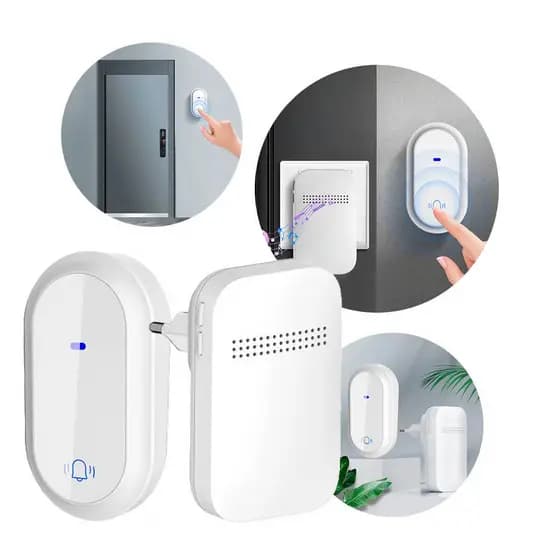 Campainha Autoalimentada Sem Fio e Sem Bateria com 38 Melodias Branco