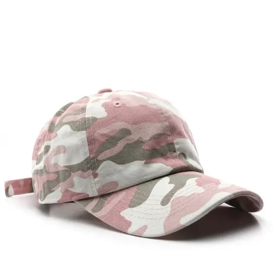 Boné De Basebol Camuflado Cor-De-Rosa Feminino Chapéu De Sol Com Aba Curva Casual Ajustável Hip Hop Dad Hats