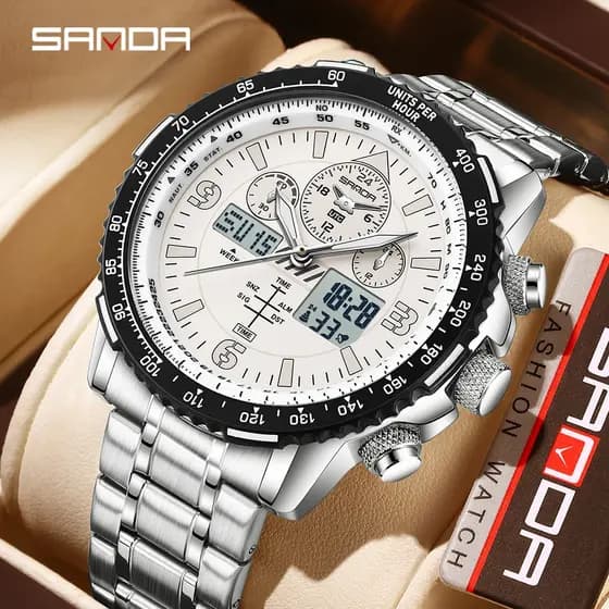 SANDA 6362 Relógio De Pulso Masculino Militar Digital Esportivo Relógios Para Homem Cronógrafo Quartzo-45