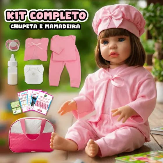 Boneca Bebê Reborn Realista Silicone Boneca Vestido e Bolsa de Maternidade