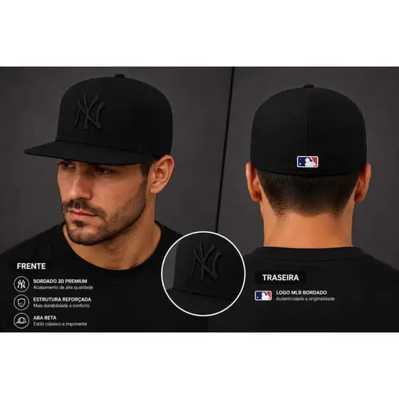 boné new york yankess bombeta cap blogueira Boné Ny New York Yankees Unissex Blogueira Fitão Regulável