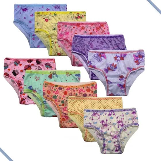 Calcinha infantil menina kit 10un 0 a 13 anos