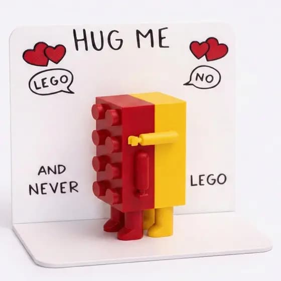 Presente Dia Dos Namorados Criativo Enfeite Casal Blocos Hug Me Geek 3D