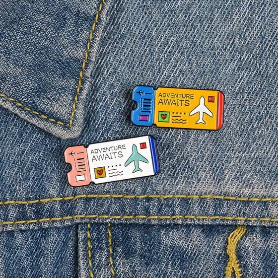 Broche De Bilhete Aéreo Explorar Alfinetes De Aviação Aventura Aguarda Broches Lapela Jóias De Cartoon Presentes De