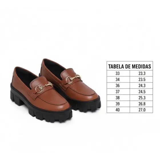Sapato Feminino Mocassin Tratorado Confortavel Casual Trabalho Laser Balada Solado Antiderrapante Cor Capuccino-Havana