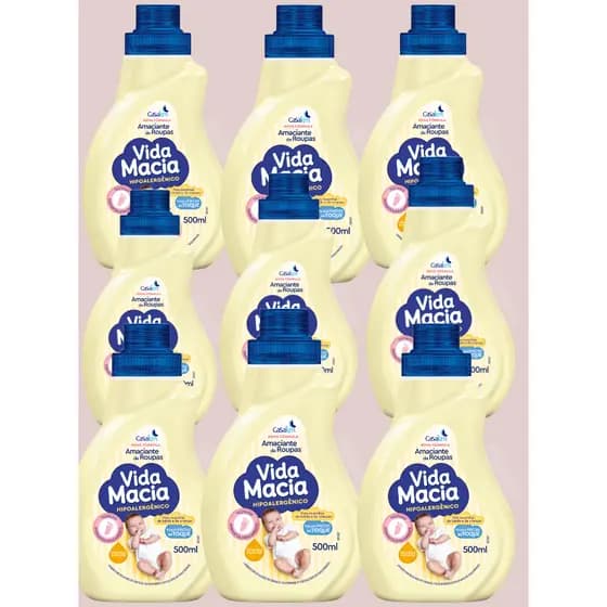 Kit 12 Amaciante Vida Macia para Roupinhas e Roupas de Bebê e Crianças Glicerina e Camomila 500 Ml