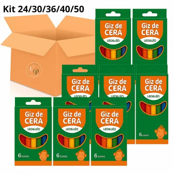 Kit Pacotes de Giz de Cera Mini Leo Leo – 6 Cores Vibrantes, 30g Para Lembrancinhas e Festas/ medida 11cm x 4,5 cm