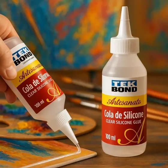 Cola Silicone Líquida 100ml Transparente – Resistente, Fácil Aplicação, Uso Escolar e Profissional Papel Eva Plástico