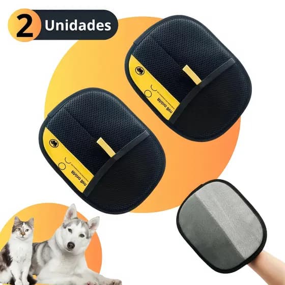 Kit Luva Removedora De Pelos Pet Gato Cachorro Limpa Sofá Cama Escova Mágica ConfortO