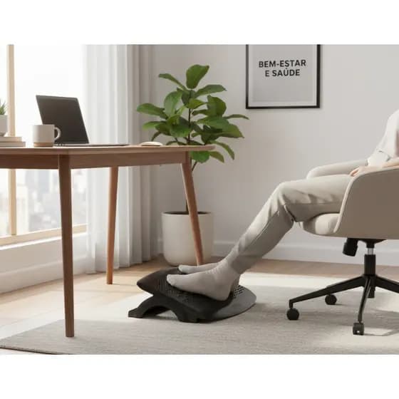 Apoio Para Pés Ergonômico Ajustável Maxcril NR17 Conforto Postural Escritório Home Office Base Antiderrapante