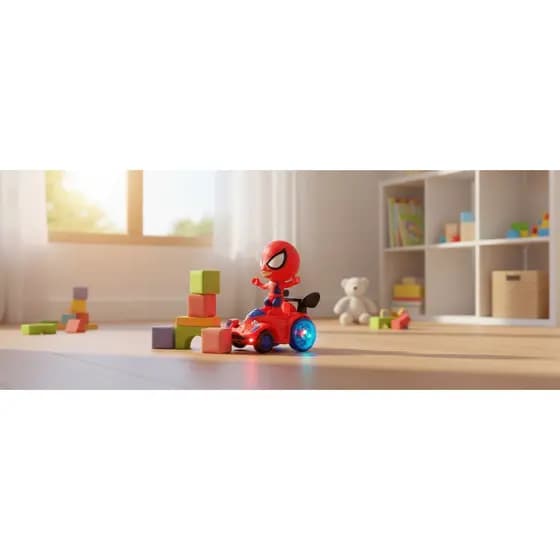 Carrinho Bate e Volta Super Herói Aranha Com Luz Som E Giro 360 Graus Brinquedo Infantil Menino