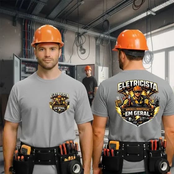 camiseta basica de serviço profissional eletricista uniforme