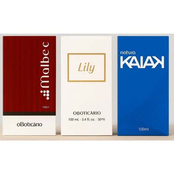 Kit 3 perfumes Malbec, Kaiak e Lily 100ml cada