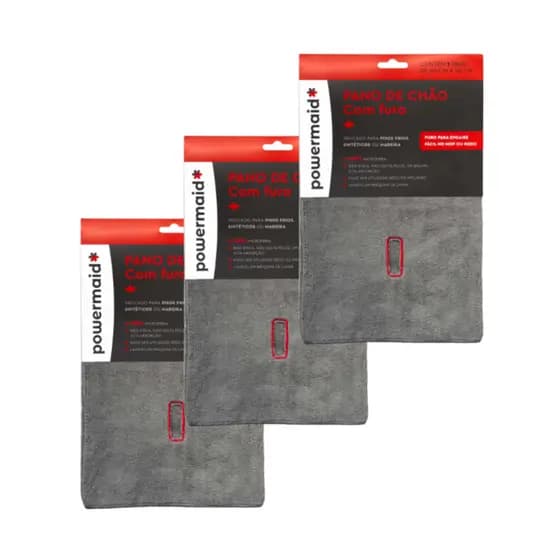 Kit Com 3 Panos De Chão Com Furo 100% Microfibra Alta Absorção 60x50cm