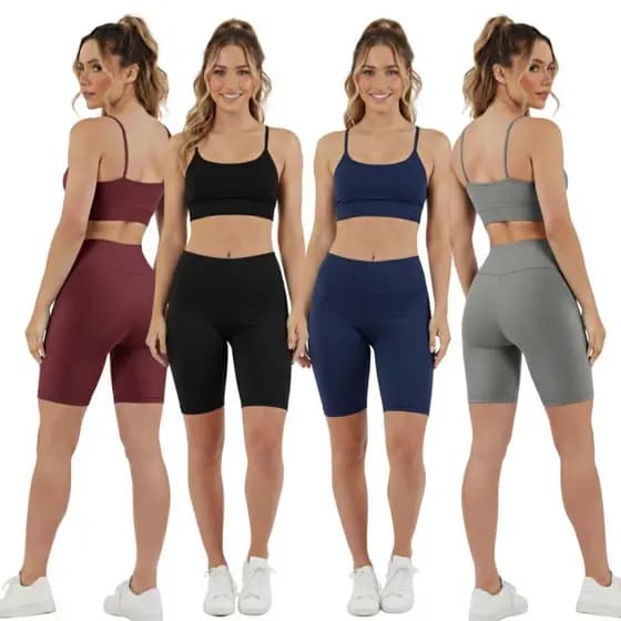 KIT 4 BERMUDA CICLISTA FEMININA KIT 3 KIT 2 E UNITARIA SHORTS FITNES CÓS ALTO SUPLEX GROSSO ZERO TRANSPARENCIA