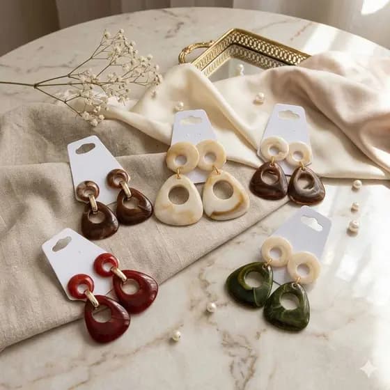 Brinco Feminino Chic Resina Charme e Sofisticação Diversos