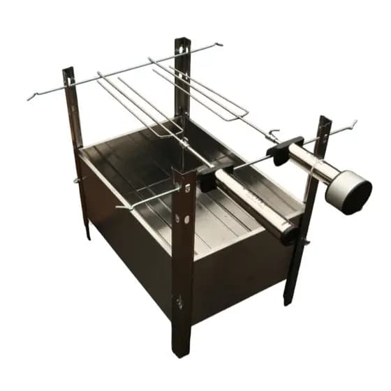 Kit Churrasqueira Portátil 45x60cm + Espeto Elétrico e a Pilha Inox Automático Girátorio