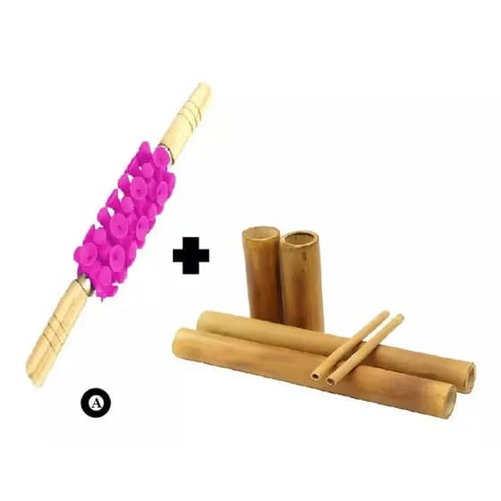 Kit para Massagem com Bambus e Rolo Turbinada Modeladora