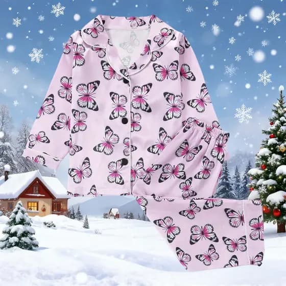 Conjunto De Inverno Com Estampa De Desenho Animado Para Meninas , Manga Comprida , Calças Elásticas