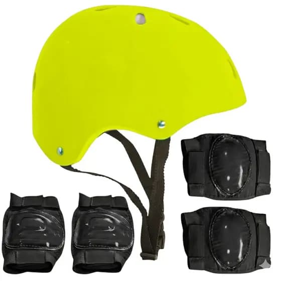 Kit Proteção Infantil Capacete Joelheira E Cotoveleira Verde
