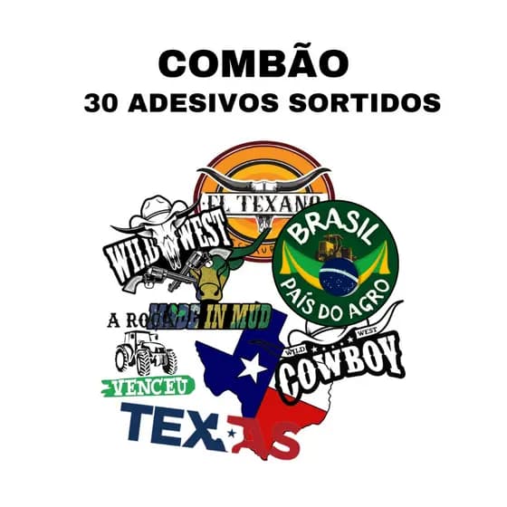 Kit Combo com 30 adesivo Sortidos / terere / country / sertanejo / cowboy